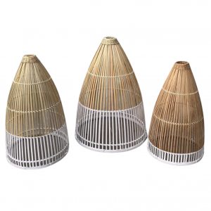 Homdwell Χειροποίητα Κρεμαστά Φωτιστικά από Bamboo (Σετ 3 τεμ)