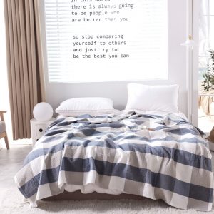 Homdwell Throw - Blue / Gray Square Blanket 100% Cotton (150x200)