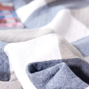 Homdwell Ριχτάρι - Κουβέρτα Blue/Grey Square 100% Cotton (150x200)