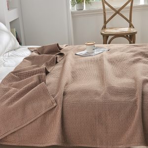 Homdwell Throw - Brown Lattice Blanket 100% Cotton (150x200)