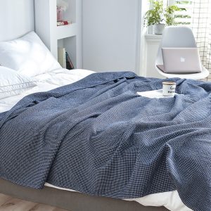 Homdwell Throw - Blue Lattice Blanket 100% Cotton (150x200)